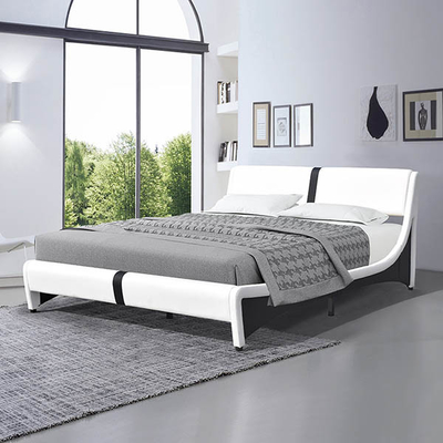 Łóżko tapicerowane LED 140 x 200 cm czarno-biała sztuczna skóra z diodą LED