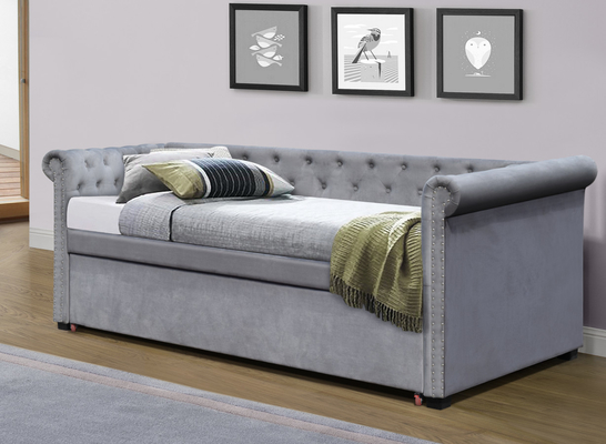 Tkanina lniana Podwójna tapicerowana kanapa Tufted Wysuwane łóżko wysuwane