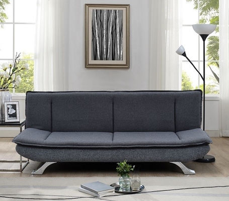 Ciemnoszara tkanina 3-osobowa rozkładana sofa z chromowanymi nóżkami 100 sztuk MOQ