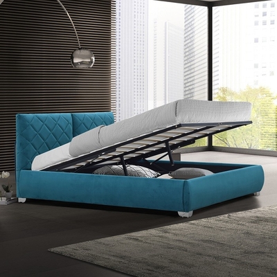 Pełnowymiarowa tkanina Tufted Gas Lift Storage Bed Jedwabiście ciepła aksamitna tkanina hurtowa