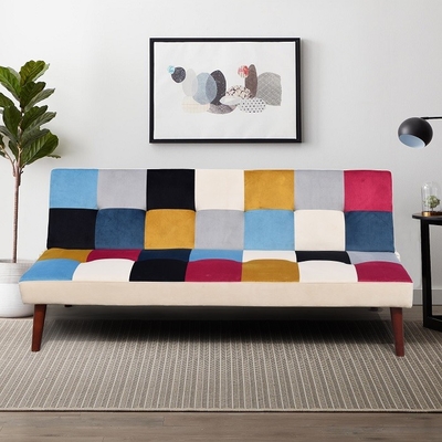 Nowoczesna rozkładana sofa z kolorowej tkaniny Składane pozycje leżące w stylu europejskim