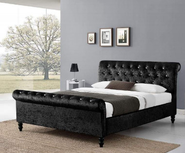 Sklejka BSCI Chesterfield Sleigh Rama łóżka Tapicerowany aksamitem Double King