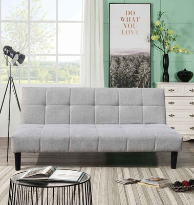 Szara rozkładana sofa, mała rozkładana sofa z podwójnym siedziskiem i podłokietnikami do kompaktowych przestrzeni mieszkalnych