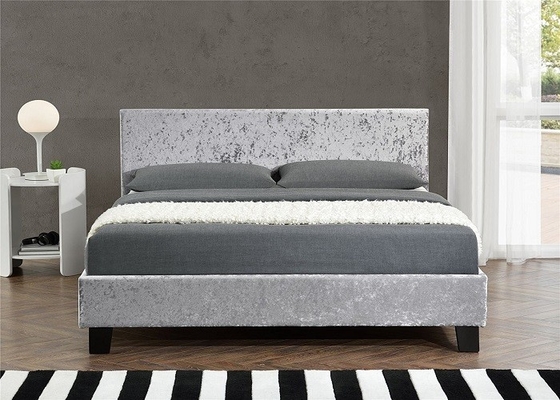 SF833 Tapicerowana rama łóżka Queen Size Szary aksamitny materiał z zagłówkiem