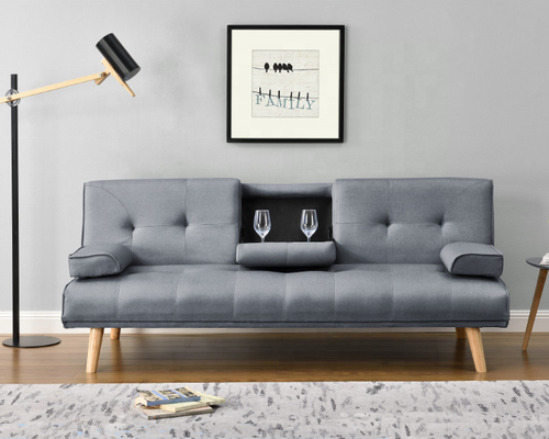 Wielofunkcyjna rozkładana sofa z żółtego aksamitu