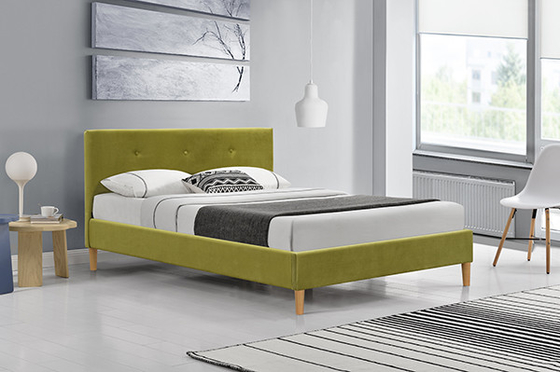 Tufted Green Cream Kruszony Aksamit Podwójna Poduszka Zagłówek Rama łóżka