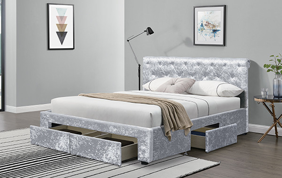 Rama łóżka Torver Charcoal Plush Velvet - Wybierz opcje rozmiaru i koloru