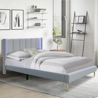 Tapicerowana rama łóżka Queen Size Materiał ze sklejki OEM ODM Dostosowane