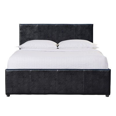 Czarna rama łóżka ze sztucznej skóry Nowoczesny design Queen Size