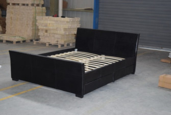 Rama łóżka z tkaniny Sunny Black Velvet Tapicerowana platforma Queen Fabric Bed ODM OEM