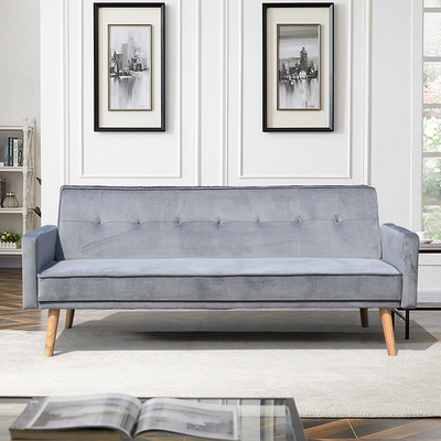 Nowoczesna sofa rozkładana z szarej tkaniny Składane pozycje rozkładane w stylu europejskim