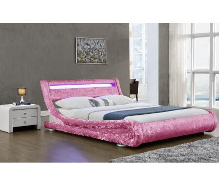 Łóżko tapicerowane ze sztucznej skóry Curshed Velvet z zagłówkiem LED Light