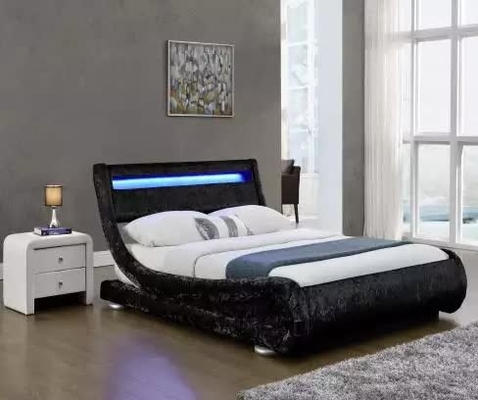 Łóżko tapicerowane ze sztucznej skóry Curshed Velvet z zagłówkiem LED Light