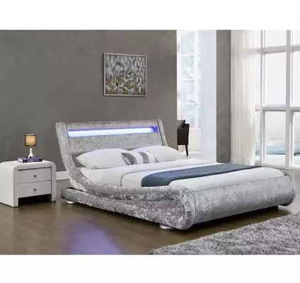 Łóżko tapicerowane ze sztucznej skóry Curshed Velvet z zagłówkiem LED Light