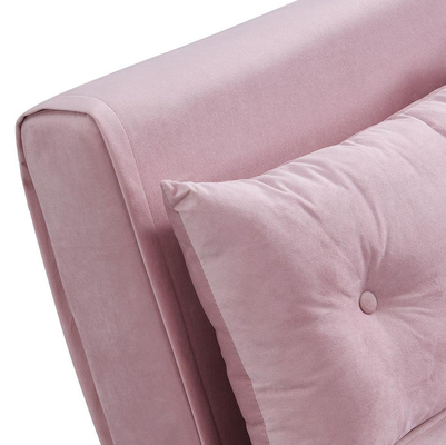 Potrójna, składana, tapicerowana kanapa rozkładana dwuosobowa, różowa aksamitna sofa