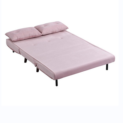 Potrójna, składana, tapicerowana kanapa rozkładana dwuosobowa, różowa aksamitna sofa