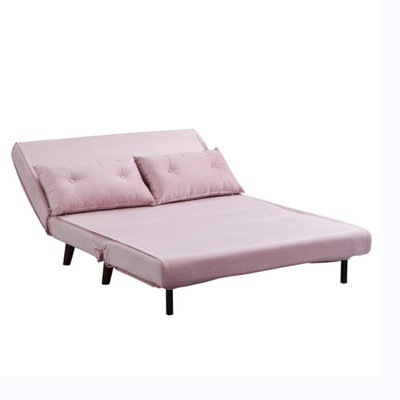 Potrójna, składana, tapicerowana kanapa rozkładana dwuosobowa, różowa aksamitna sofa