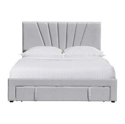 Łóżko w rozmiarze Queen Size Skórzane tapicerowane łóżko do przechowywania Ergonomiczny szary kolor z szufladą