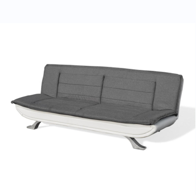 Tkanina węglowa Biała Faux Leather Tuftowana 3-osobowa sofa z chromowanymi stopami