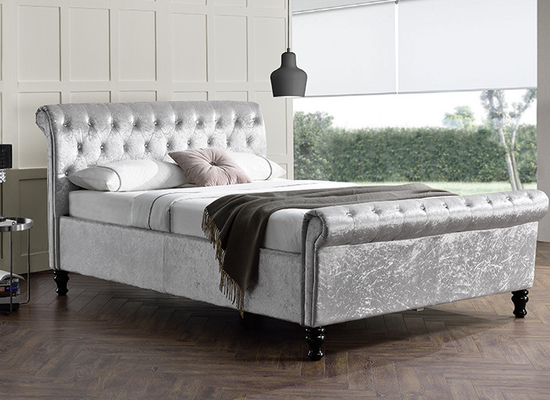 Tłoki hydrauliczne z miękkiego aksamitu Chesterfield Ottoman Sleigh Bed z ogromnym miejscem do przechowywania