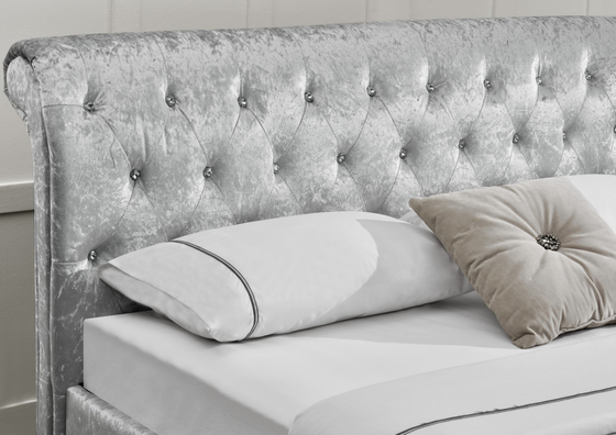 Tłoki hydrauliczne z miękkiego aksamitu Chesterfield Ottoman Sleigh Bed z ogromnym miejscem do przechowywania