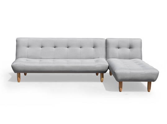 Składana sofa futon w kształcie litery L Ciemnoszary poliester Tapicerowany nowoczesny kabriolet