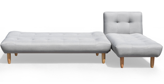 Składana sofa futon w kształcie litery L Ciemnoszary poliester Tapicerowany nowoczesny kabriolet