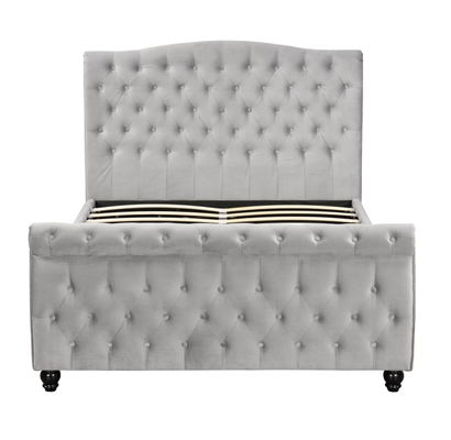 Zgnieciony aksamit Chesterfield Sleigh Ottoman Łóżko ze schowkiem Podnośnik gazowy Płynne otwieranie