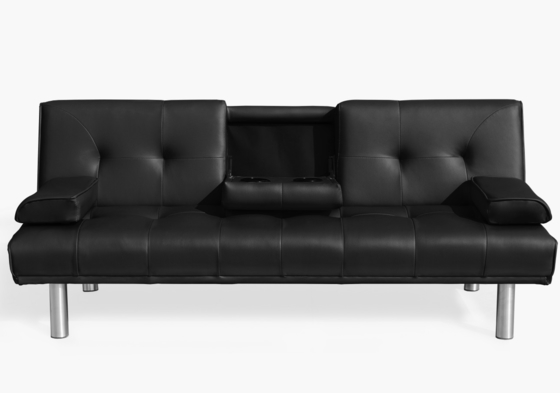 Składana sofa trzyosobowa ze sztucznej skóry z uchwytem na kubek i głośnikiem Bluetooth