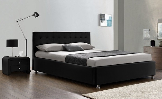 Napisz / Czarne łóżko tapicerowane Producent PU Leather Queen Size 50szt MOQ