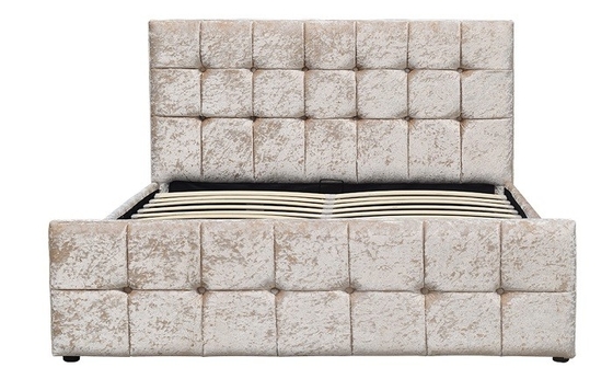 Queen Size Drewniana rama łóżka Tkanina Velvet Nowoczesny producent łóżek tapicerowanych