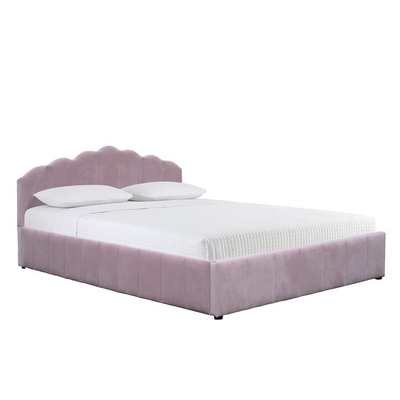 Romantyczna różowa tapicerowana rama łóżka ze sklejki Queen Size Rama łóżka do sypialni