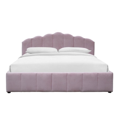 Romantyczna różowa tapicerowana rama łóżka ze sklejki Queen Size Rama łóżka do sypialni