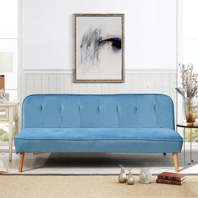 Składana sofa rozkładana w kształcie litery L Niebieska / szara poliestrowa tapicerowana Nowoczesna rozkładana sofa Hurtownia
