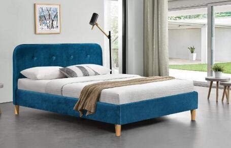 Brilliant Blue Fabric Tapicerowana rama łóżka z zagłówkiem Hurtowi producenci łóżek