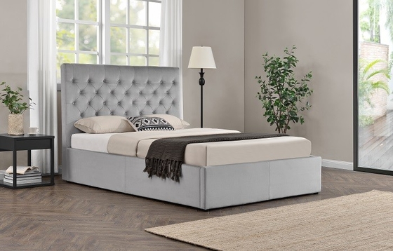 Łóżko ze schowkiem CE BSCI Wing Back Ottoman Tufted Queen z szufladami i diodą LED