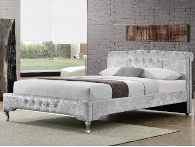 Rosh Luxury Double Size Tufted Storage Bed Lint Sliver Crystal Button Europejski styl