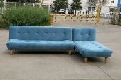 Składana nowoczesna niebieska tapicerowana sofa w kształcie litery L o wysokiej trwałości