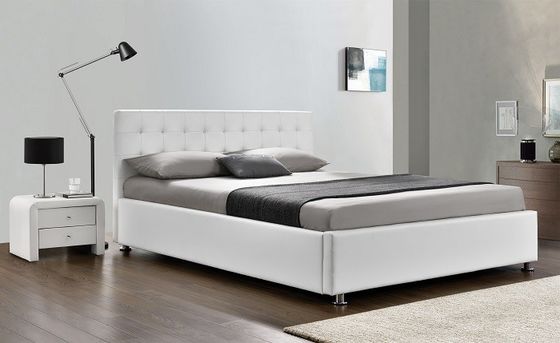 King Size White Color Fabric Łóżko magazynowe z windą gazową EN1725 Certyfikat CE