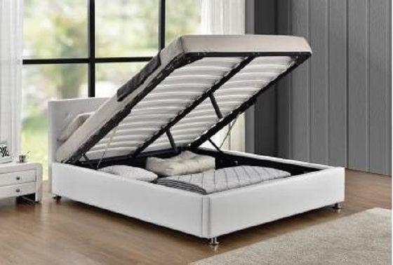 King Size White Color Fabric Łóżko magazynowe z windą gazową EN1725 Certyfikat CE