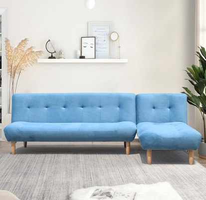Składana nowoczesna niebieska tapicerowana sofa w kształcie litery L Wysoka jakość