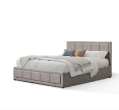 King Size tkanina lniana tapicerowana tufted Nowoczesna ramka łóżka z magazynem BSCI