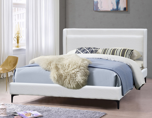 Nowoczesny Wingback Headboard Ramka łóżka Polerowana wielkość królowa z metalowymi stopami
