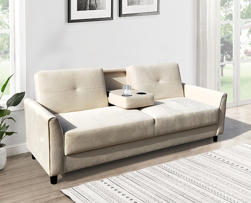 Składana sofa z łóżkiem typu queen-size, przenośna składana sofa łatwa do przechowywania, w kolorze złamanej bieli