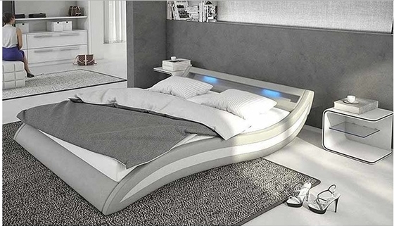Łóżko tapicerowane LED Light Leature w nowoczesnym stylu do sypialni
