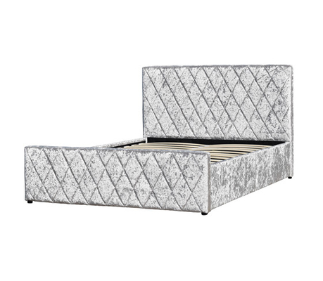 Crush Light Grey Velvet Bed Frame Fabric Łóżko gazowe z certyfikatem EMC przechowywania