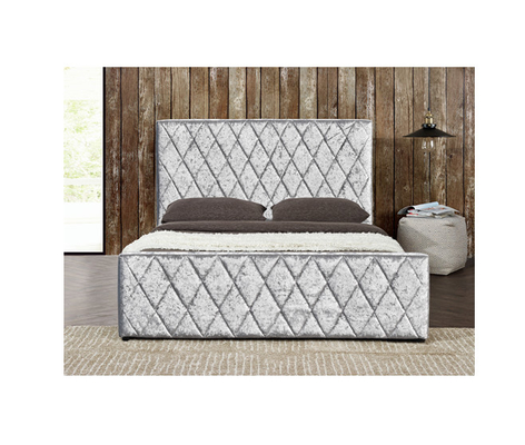 Crush Light Grey Velvet Bed Frame Fabric Łóżko gazowe z certyfikatem EMC przechowywania