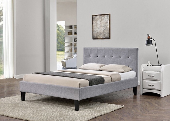 SF833 Tapicerowana rama łóżka Queen Size Szary aksamitny materiał z zagłówkiem