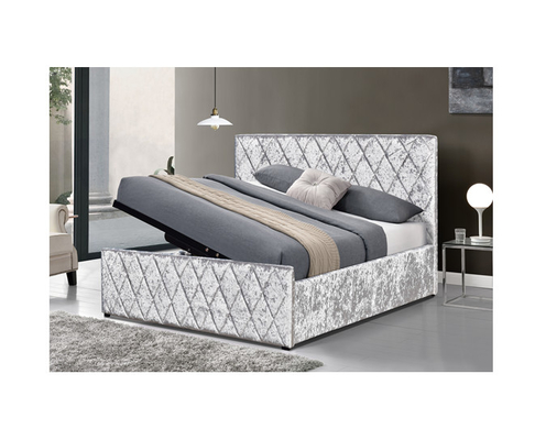 Ottoman Grey Velvet Tufted Storage Rama łóżka Winda gazowa OEM ODM