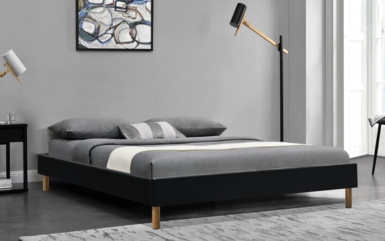 Współczesne łóżko tapicerowane z platformą King King Montaż ze skóry PU 140x190Cm